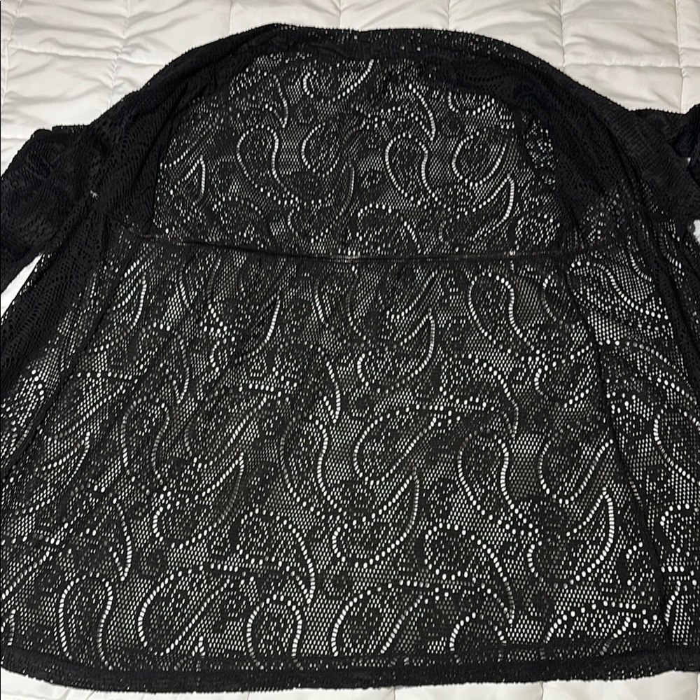 Black Tie Front 3/4 Sleeve Swim
Cover Up - Picture 4 of 8